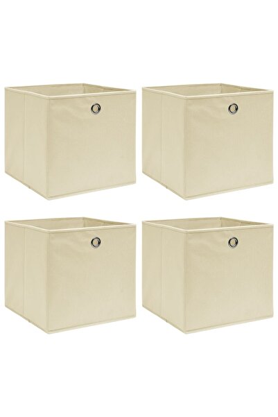 Concept Κουτιά αποθήκευσης, 4 τεμ., κρεμ, 32x32x32 cm, ύφασμα