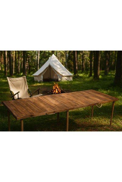pratikoutdoor Katlanır Kamp, ve Bahçe Masası 75x180 cm - Ceviz Renk