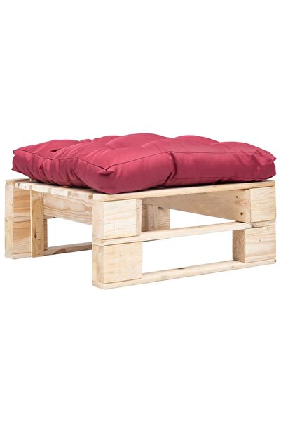 Concept Taburet de grădină din paleți cu pernă roșie, , lemn