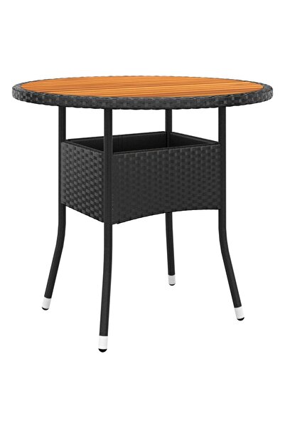 Concept Τραπέζι κήπου, μαύρο, Ø80x75cm, ξύλο ακακίας/πολυ ρατάν