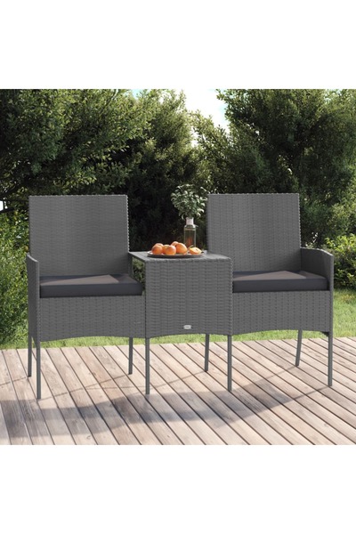 Concept Canapea de grădină cu 2 locuri masă de ceai antracit poliratan