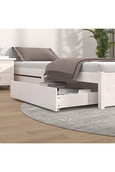 Concept Συρτάρια κρεβατιού, 2 τεμ., λευκό, μασίφ ξύλο πεύκου