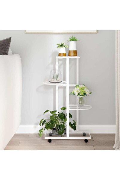 Concept Ζωοθήκη 4 επιπέδων, με ρόδες, λευκή, 44x23x80 cm, σιδερένια