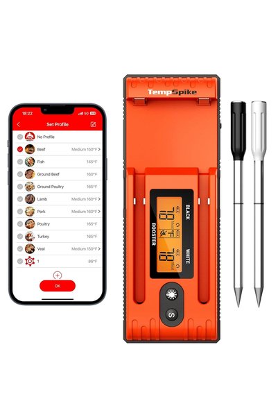 Hero TP962 Twin TempSpike Tam Kablosuz Çift Problu Akıllı Et Termometresi, 150m Menzilli Bluetooth Barbek