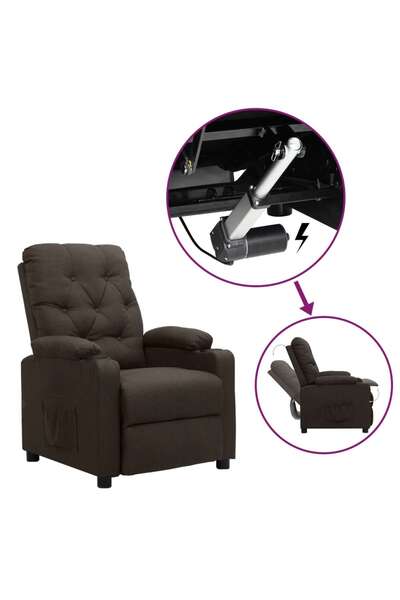 Concept Ανακλινόμενη πολυθρόνα με ανυψωτικό, σκούρο καφέ, ύφασμα