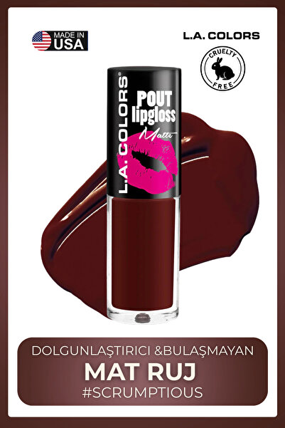 L.A Colors Pout Matte Lipgloss - Non-Smudgeable Matte Lipstick with Lip-Enhan...