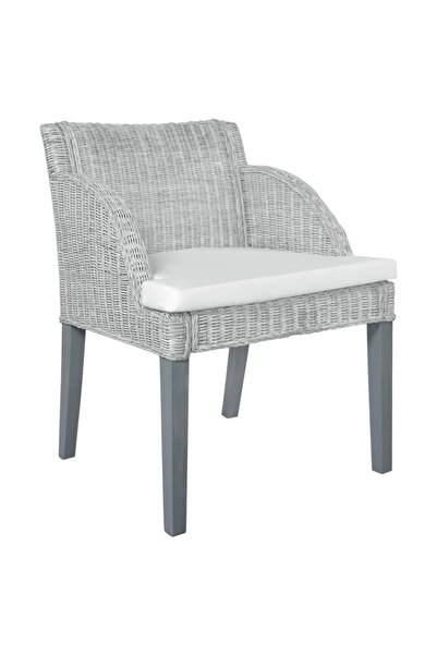 Concept Καρέκλα κουζίνας με Μαξιλάρι, γκρι, rattan