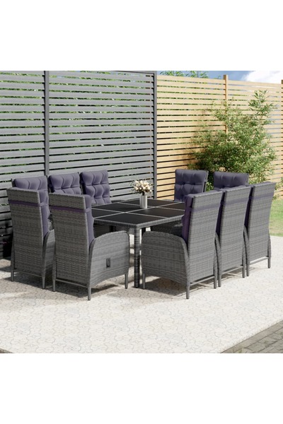 Concept 11-piece garden furniture set, grey, polyrattan