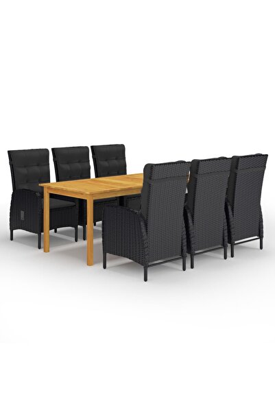 Concept Σετ τραπεζιού κήπου, 7 τεμάχια, μαύρο