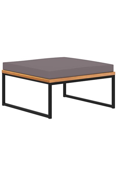 Concept Taburet cu pernă gri închis, 66x66x36 cm, lemn masiv acacia