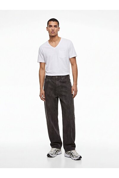 Ltb Cut-Out Wide Collar Pocketed White T-Shirt