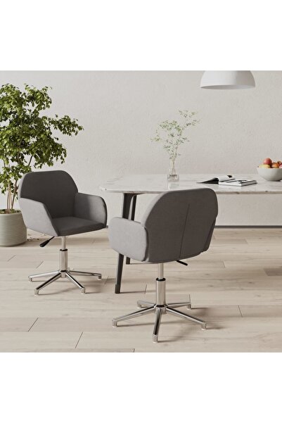 Concept Scaune de bucătărie pivotante, 2 buc., gri deschis, textil
