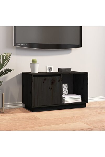 Concept Comodă TV, negru, 74x35x44 cm, lemn masiv de pin