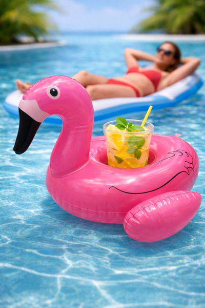 Fidan oyuncak Flamingo Puffer Beverage Holder – Pool & Sea Cup Holder