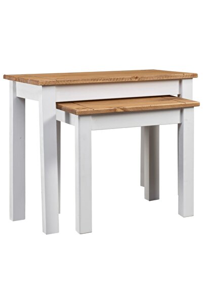 Concept Mese suprapuse, 2 buc., alb, lemn masiv de pin, gama Panama