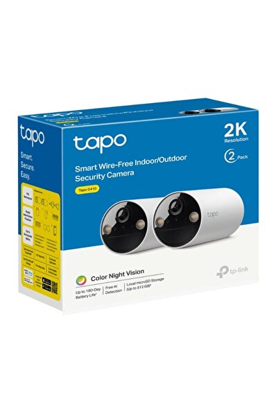 tapo C410 2-pack, 3MP, Renkli Gece Görüşü, Şarj Edilebilir, Solar Panel Destekli, IP65, Yerel/Bulut