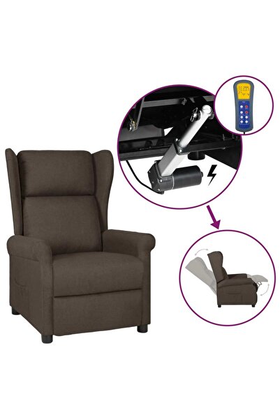 Concept Fotoliu electric rabatabil, spătar cu aripi, maro închis textil