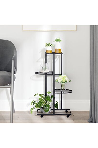 Concept Ζωοθήκη 4 επιπέδων, με ρόδες, μαύρη, 44x23x80 cm, σιδερένια