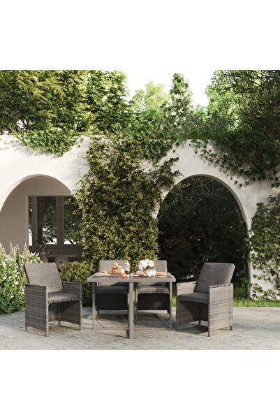 Concept Set mobilier de grădină cu perne, 5 piese, gri, poliratan