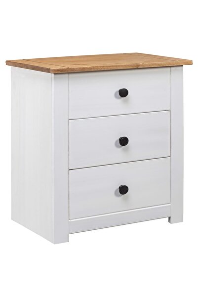 Concept Noptieră, alb, 46 x 40 x 57 cm, lemn de pin, gama Panama