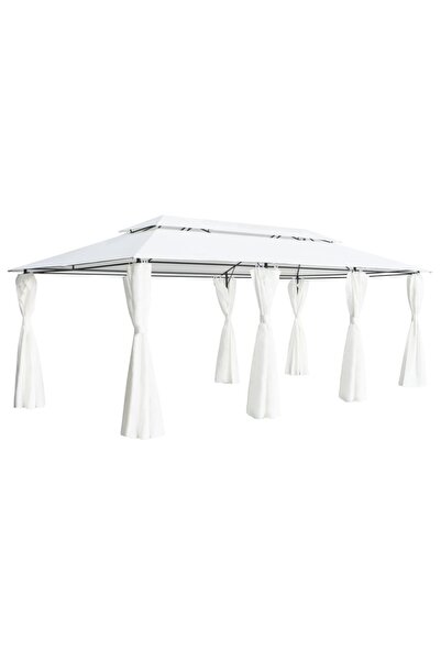 Concept Pavilion cu perdele, alb, 600 x 298 x 270 cm, 180g/m²