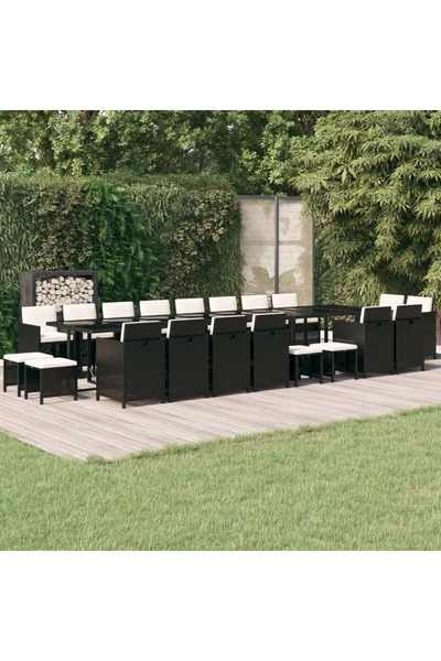 Concept Set mobilier de grădină cu perne, 21 piese, negru, poliratan