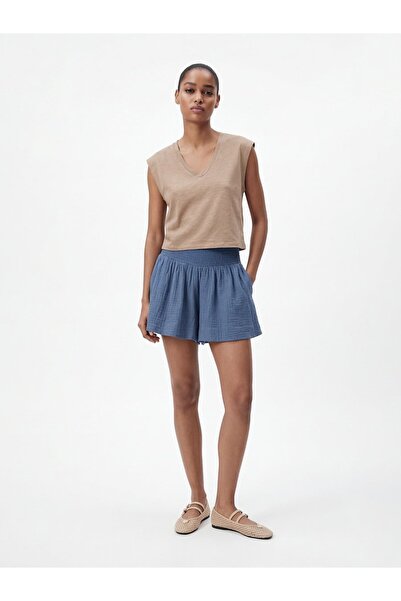 Ltb V-Neck Sleeveless Relaxed Brown T-Shirt