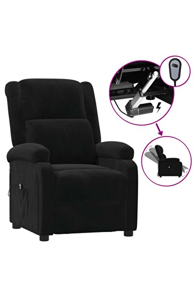 Concept Ηλεκτρική ανακλινόμενη πολυθρόνα, μαύρη, Βελούδο
