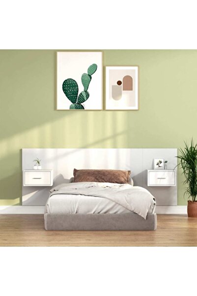 Concept Κεφαλάρι με ντουλάπια, γυαλιστερό λευκό, επεξεργασμένο ξύλο