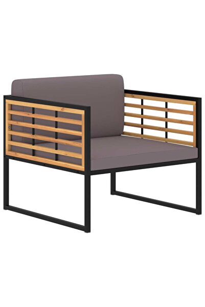 Concept Καρέκλες κήπου με μαξιλάρια 2 τεμ. σκούρο γκρι μασίφ ξύλο ακακίας