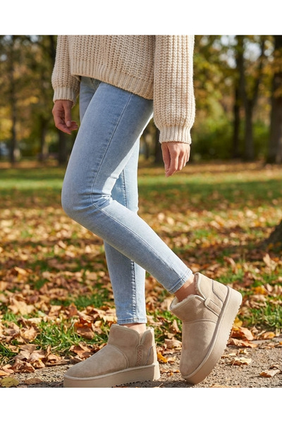 JAGEN SHOES Varkon Kadın Süet Içi Kürklü Yünlü Kalın Tabanlı Yüksek Topuklu T...