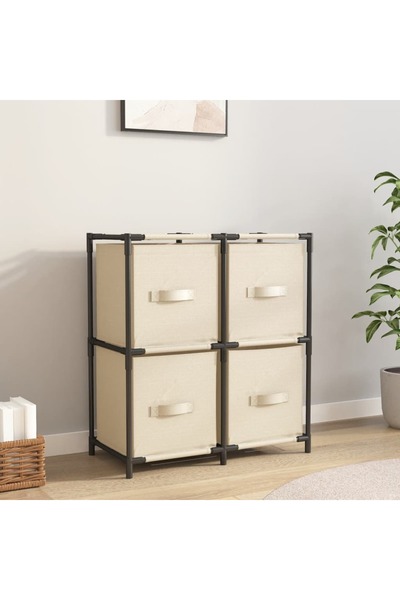 Concept Dulap depozitare cu 4 coșuri textile, crem, 63x30x71 cm, oțel