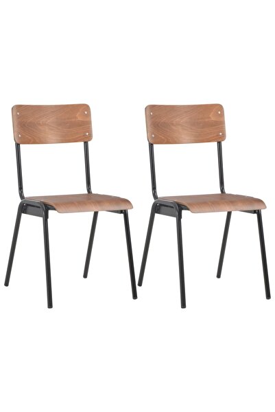 Concept Καρέκλες κουζίνας, 2 τεμ., καφέ, μασίφ κόντρα πλακέ, χάλυβας