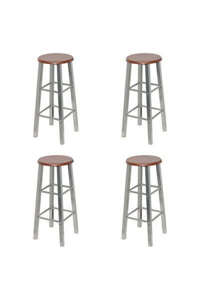 Concept Σκαμπό μπαρ, 4 τεμ., ασημί και καφέ, MDF