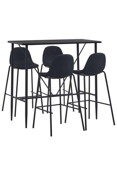 Concept Set mobilier de bar, 5 piese, negru, material textil