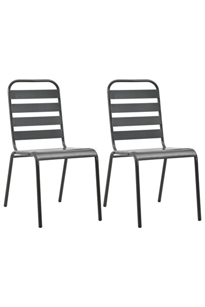 Concept Στοιβαζόμενες καρέκλες εξωτερικού χώρου, 2 τεμ., γκρι, ατσάλι
