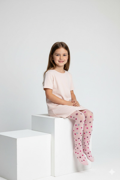 Penti Young girls' tights "Heart Dot" 50 Den-matte, opaque, pink