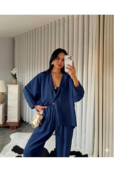 EAS GİYİM Oversized Linen Shirt Pants Suit