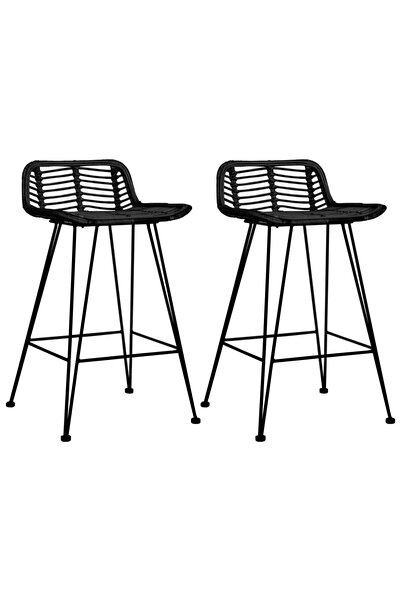 Concept Scaune de bar, 2 buc., negru, ratan
