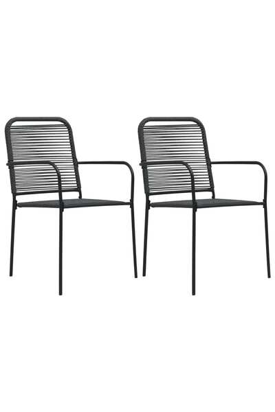 Concept Καρέκλες κήπου, 2 τεμ., μαύρες, από Βαμβάκι σχοινί και ατσάλι