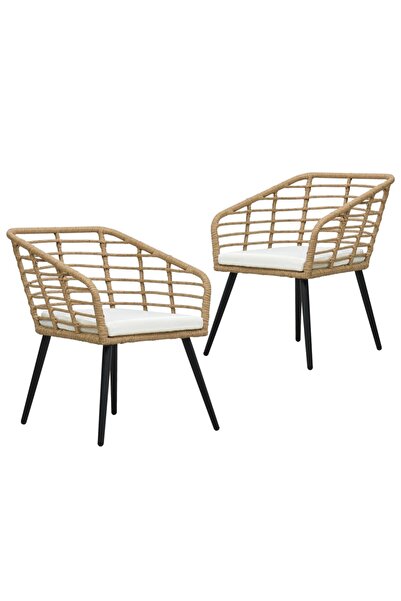 Concept Καρέκλες κήπου με μαξιλάρια, 2 τεμ., δρυς, πολυρατάν