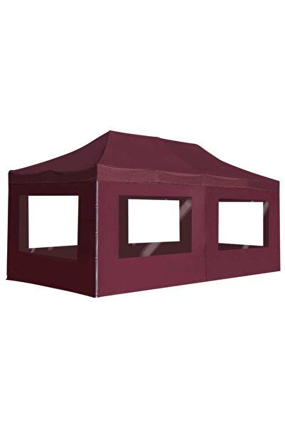 Concept Cort de petrecere pliabil cu pereți, roșu vin, 6x3 m, aluminiu