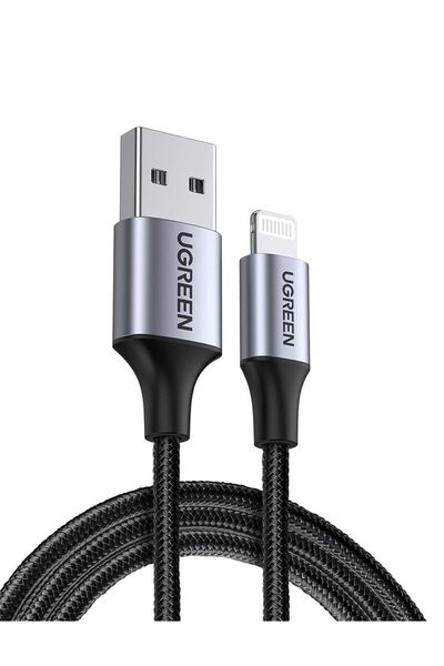 Ugreen , Mfi Lisanslı USB-A Lightning Örgülü Data ve Şarj Kablosu, 2 Metre, S...