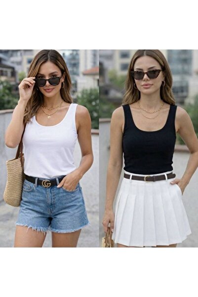 By Kuzey Aras Women's Modal Fabric Basic Athlete U-Neck Stretchy Body-Fitting...