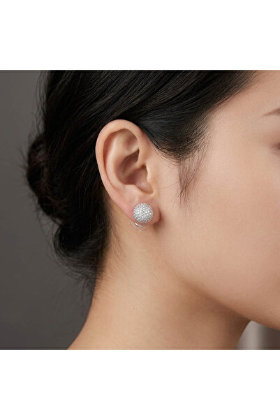 Generic Silver Tone Ball Stud Earrings – Full Sparkling Stone Pavé | Everyday...