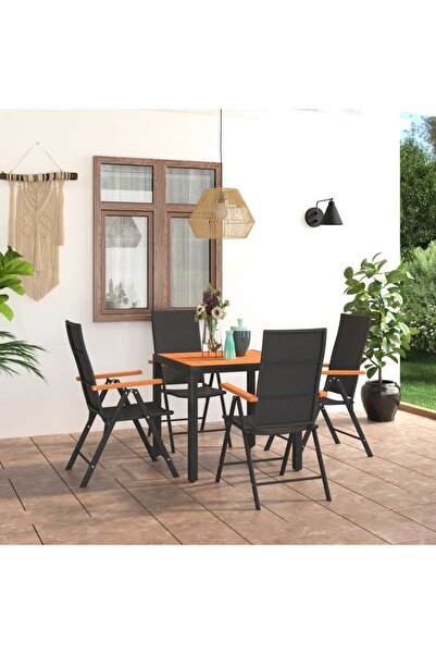 Concept Garden table set, 5 pieces, black and brown