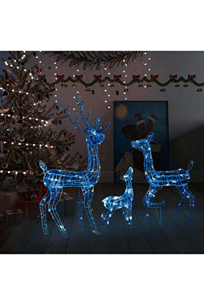 Concept Χριστουγεννιάτικη διακόσμηση οικογένεια ταράνδων 300 LED μπλε Ακρυλικό