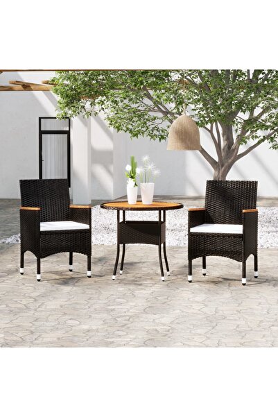 Concept Set de mobilier pentru grădină, 3 piese, negru, poliratan