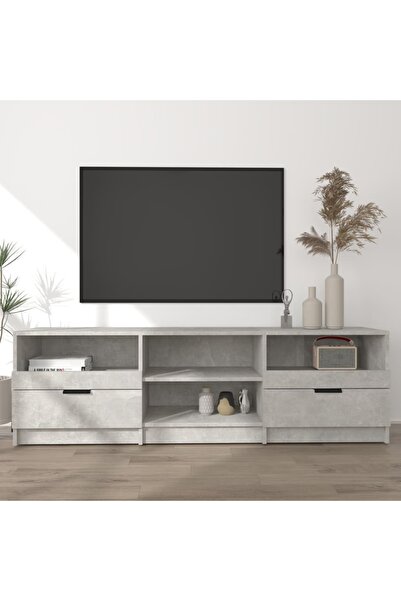 Concept Comodă TV, gri beton, 150x33,5x45 cm, lemn prelucrat
