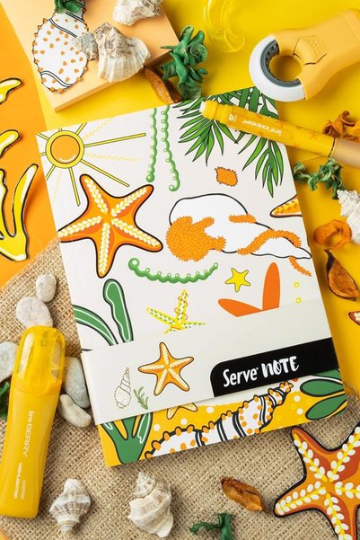 Serve DEFTER SETI - DESENLİ ELMA HARDAL SARISI KUTUDA